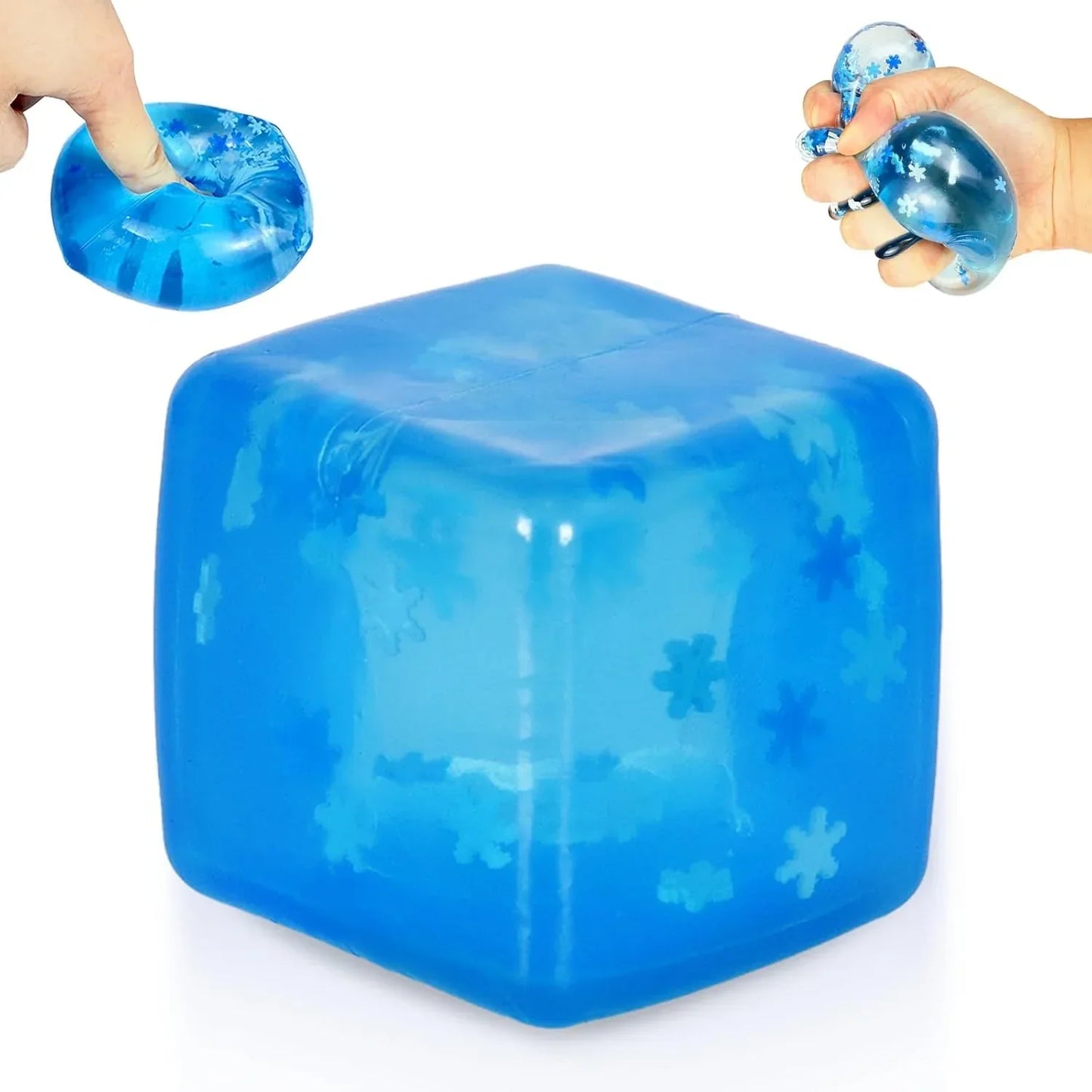Maltose Squishy Stress Relief Toy, Snowflake Squeeze Ice Cube Fidget, Slow Rising Sensory Stress Ball for Relaxing, Durable TPR Calm Down Toy for Boys Girls Age 3+ (1Pcs, Blue, 1.97inch) - US 6408
