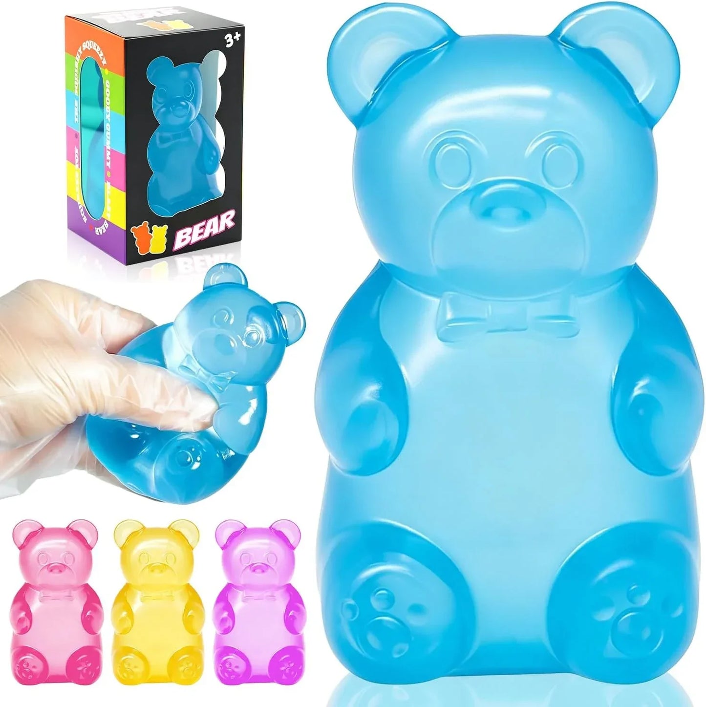 Bear Squishy Toy, Slow Rising Stress Relief Sugar Squeeze Toys for Kids & Adults, High Density Sensory Stress Balls, Stocking Stuffers, Birthday Party Favors, Anxiety Relief Toys for Boys Girls (Blue) - US 6752
