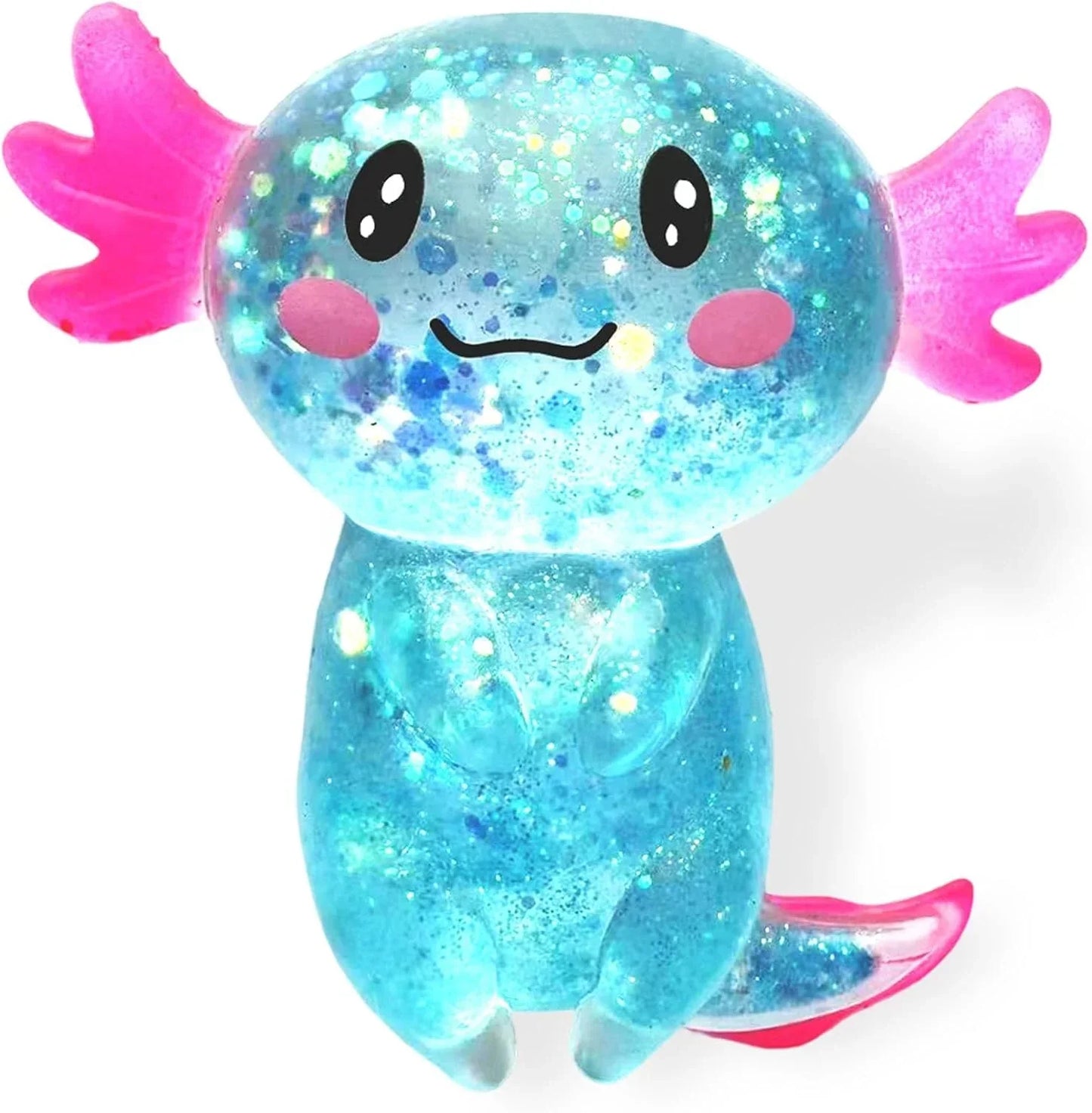 Axolotl Squishy Stress Relief Toy Glitter Fidget Toys Cute Malt Sugar Axolotl Toy Fidget Toys for Kids Youth Adult, Party Favors Anxiety Relief Squishy Toys(Blue) - US 8504