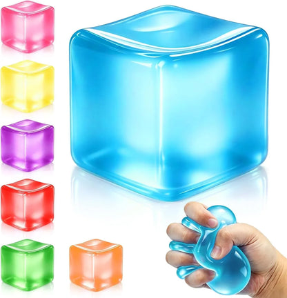 Squishy Ice Cube Stress Balls, Slow Rising Stress Relief Toy, Squeeze Ball Fidget Toys for Adults Teens Boys Girls, Sensory Toys for Kids with Autism, Party Favors Gifts (Blue) - US 4669