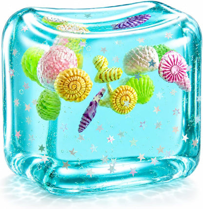 Large Squishy Ice Cube Stress Ball - Slow Rising Maltose Texture Jelly Fidget Toys with Star Glitter - Sensory Squeeze Toy for Anxiety Relief - Desk Gifts for Kids & Adults - US 7134