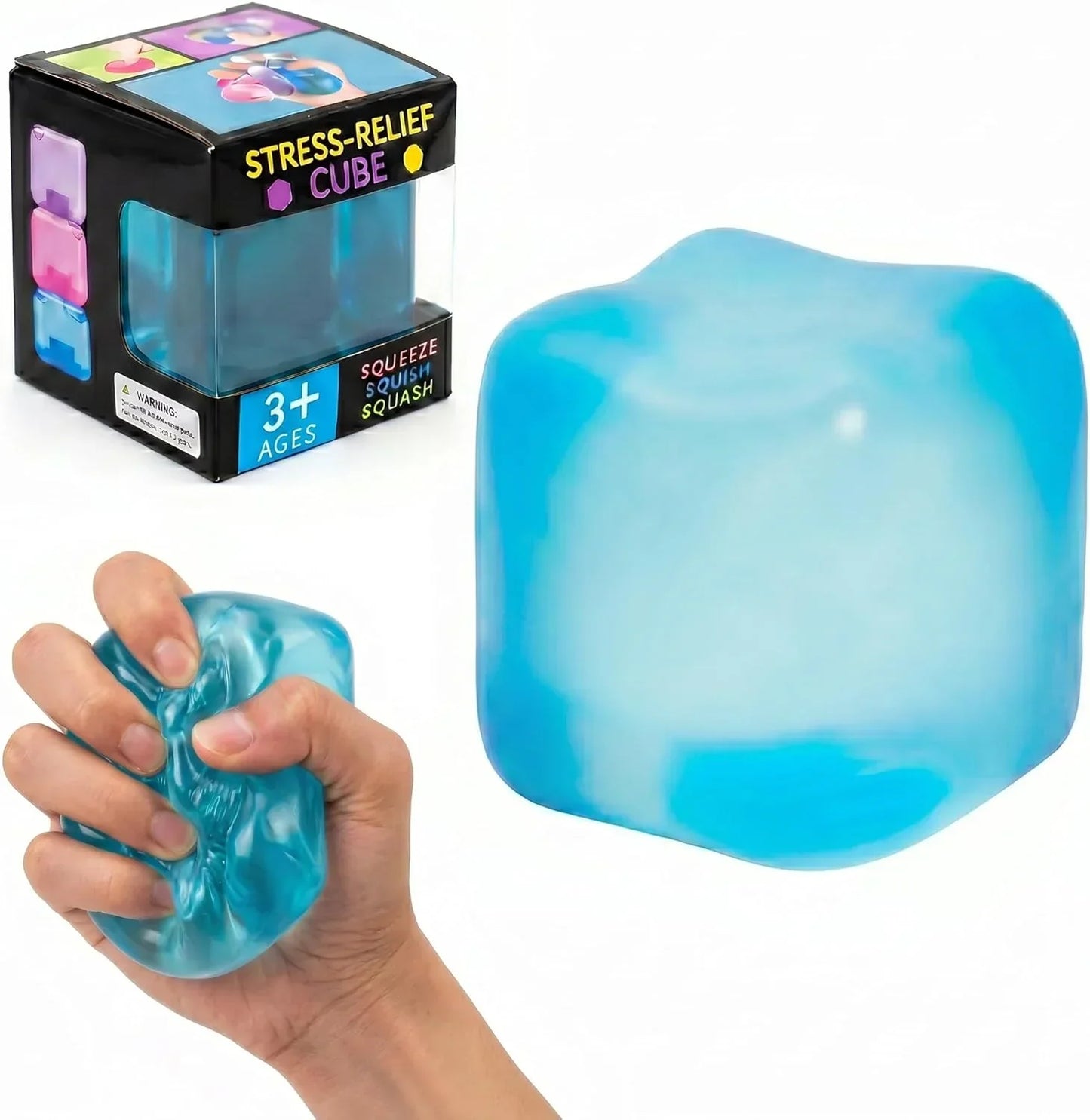 Nice Stress Cube, Squishy Fidget Toy Cubes, Slow Rising Squeeze Cube Balls, Non-Sticky Desk Toy for Relaxation & Focus for Adults, Blue - US 5822