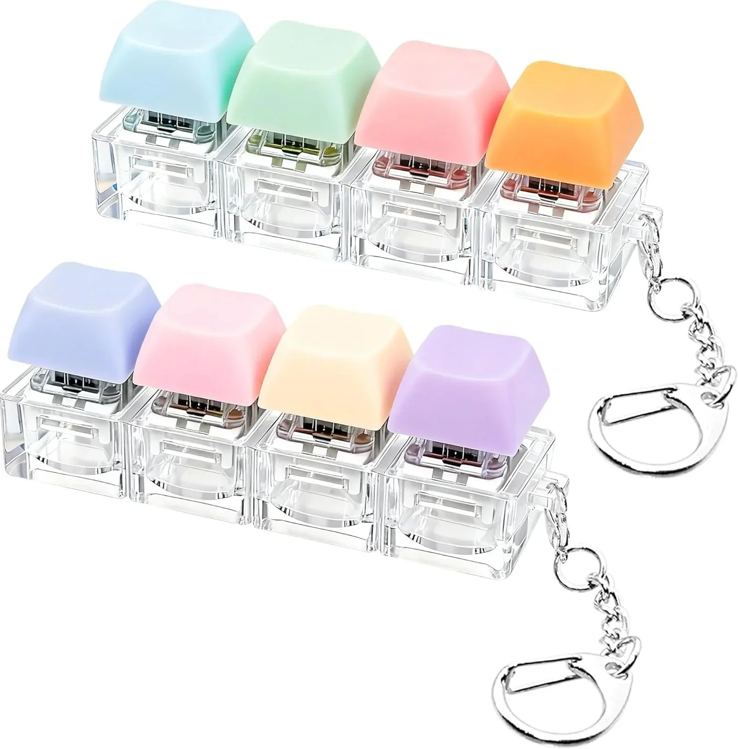 2 PCS Keyboard Fidget Toy, Keyboard Fidget Keychain 4-in-1 Keyboard Decompression Button Finger Clicker Toys, Button Stress Relief Fidget Gifts to Relief Stress (Purple Blue Pink Orange) - US 7526