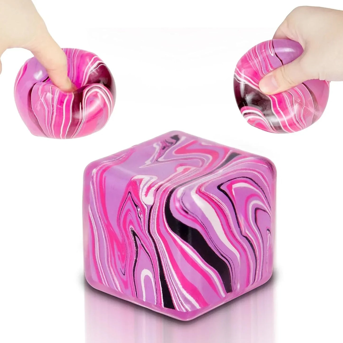 Squishy Fidget Toys Stress Cube, 1.97"*1.97" Stress Balls for Kids Adults Stress Relief, Ice Squishy Cube Sugar Balls, Sensory Toys for Kids with Autism an danxiety Disorder(Pink) - US 2178