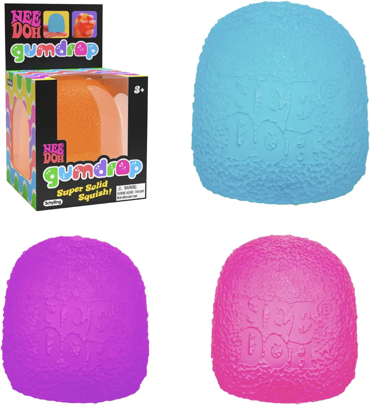 Schylling NeeDoh Gumdrop - Textured Sensory Toy with Super Solid Squish - 2.5" Tall - Colors May Vary (Pack of 1) - US 7229