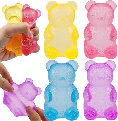 4 Pack Bear & Sugar Ball Designs, Anxiety Relief & Focus Toy, Maltose Filled Squeeze Toys for Sensory Play，Sensory Fidget Toys for Adults, Kids, Slow Rising Squishy Stress Ball - US 4482