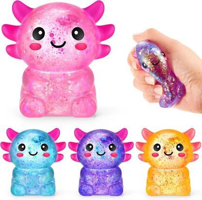 Simgoing 4 Pcs Axolotl Stress Toy Squeeze Axolotl Party Favors 2.56 x 2.64 Inches Malt Sugar Filled Stretchy Fidget Stress Relief Ball Sensory Toys for Adults Soothing Graduation Birthday Party Gift - US 8073