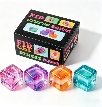 4Pack Fidget Toys Mini Squishy Stress Cube, Stress Balls for Kids, Adults Squishies Anxiety Stress Relief, Ice Squishy Cube Sugar Balls, Sensory Toys for Kids with Autism, Fidgets for Classroom Prize - US 8998